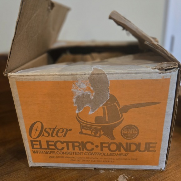 Oster Electric Fondue Warmer Hot Plate Avocado Green MCM Vintage Tested W/ Forks - Picture 6 of 16